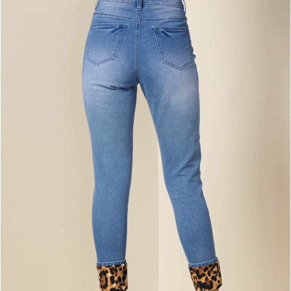 Venus Leopard Cuffed Jeans Size 4 - Picture 5 of 11